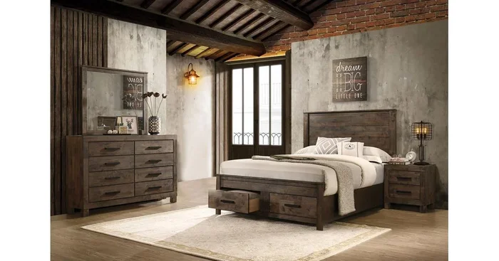 Woodmont 4-piece Queen Bedroom Set Rustic Golden Brown