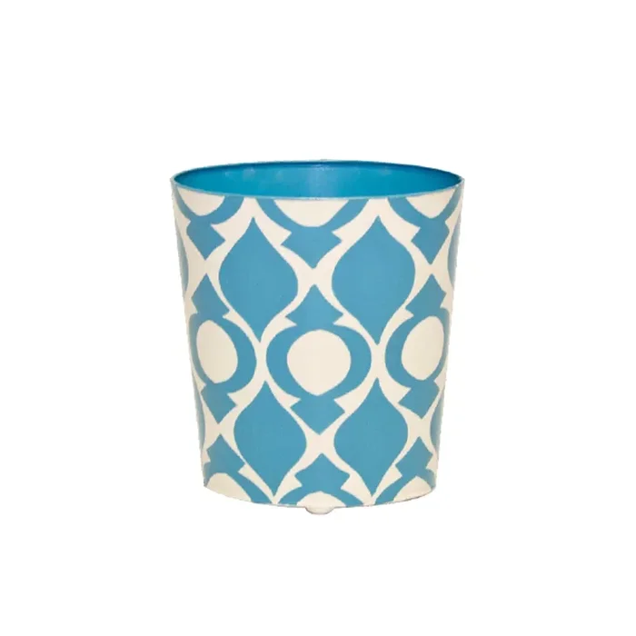 World’S Away – Blue And Cream Oval Wastebasket