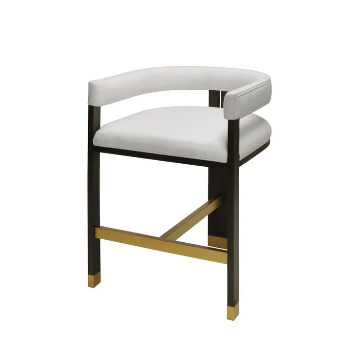 Worlds Away Cruise Counter Stool – White Linen Cushion