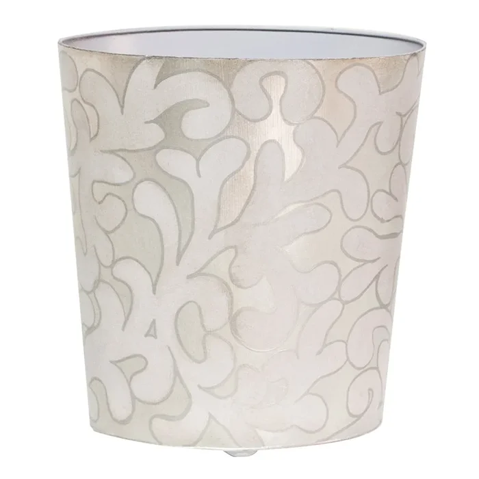 Worlds Away Hand-Painted Branches Wastebasket – Lavender & Silver