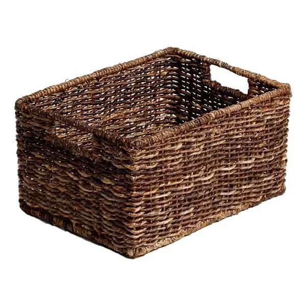 Woven Abaca Rectangle Shelf Storage Tote, Large