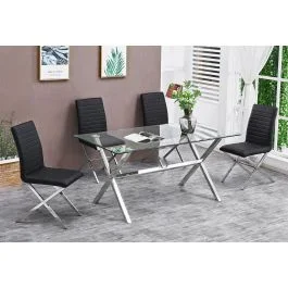 Xavia Rectangular Glass Top Dining Table