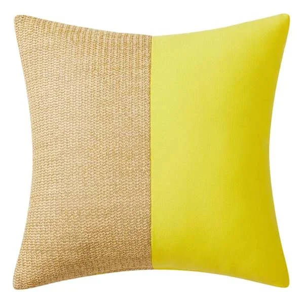Yellow Color Block Square Outdoor Throw Pillow, 18″
