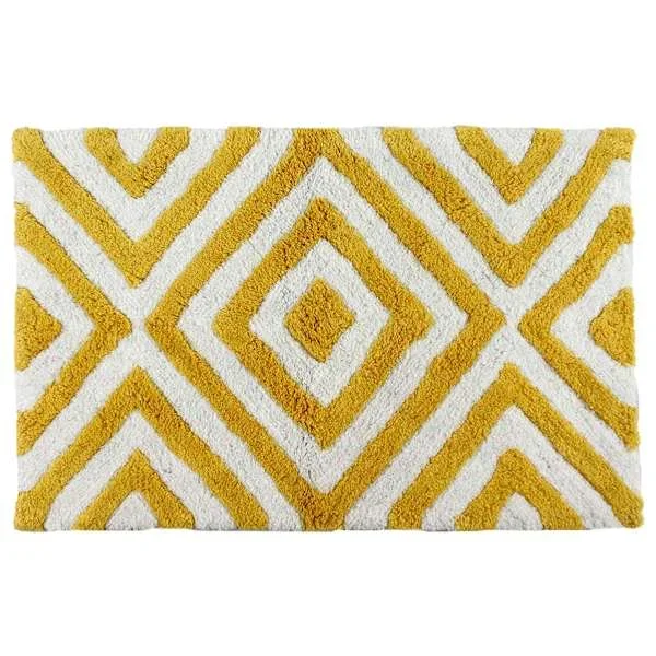 Yellow Diamond Tufted Bath Rug, 20×30