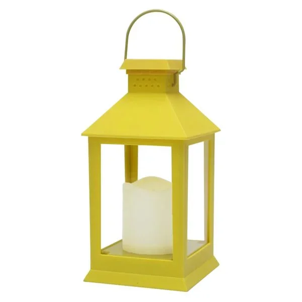 Yellow Outdoor Solar Lantern, 9″