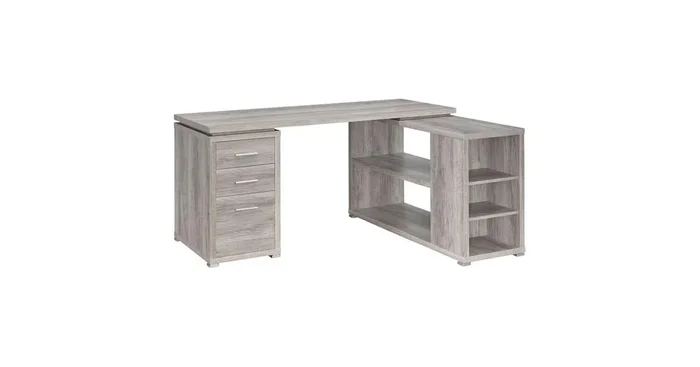 Yvette 60-inch 3-drawer L-shape Computer Desk Grey Driftwood