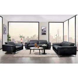 Zane Black Leather Power Recliner Sofa
