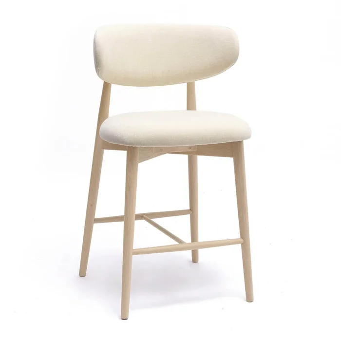 Zinea Cream Performance Textured Velvet Counter Stool