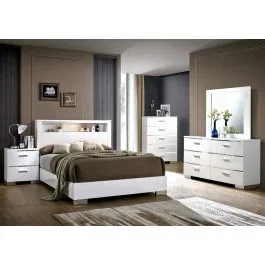 Zsolt Bedroom Furniture White Lacquer Finish