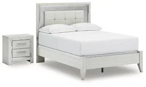 Zyniden Full Upholstered Panel Bed and Nightstand
